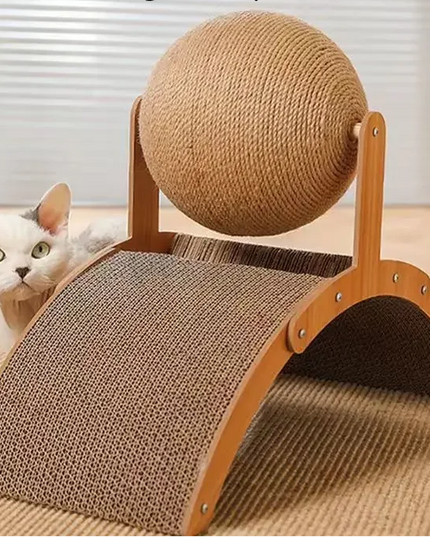 Griffoir à chat interactif à balle intégrée