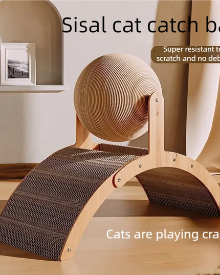 Griffoir à chat interactif à balle intégrée