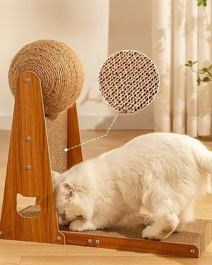 Boule griffoir chat action